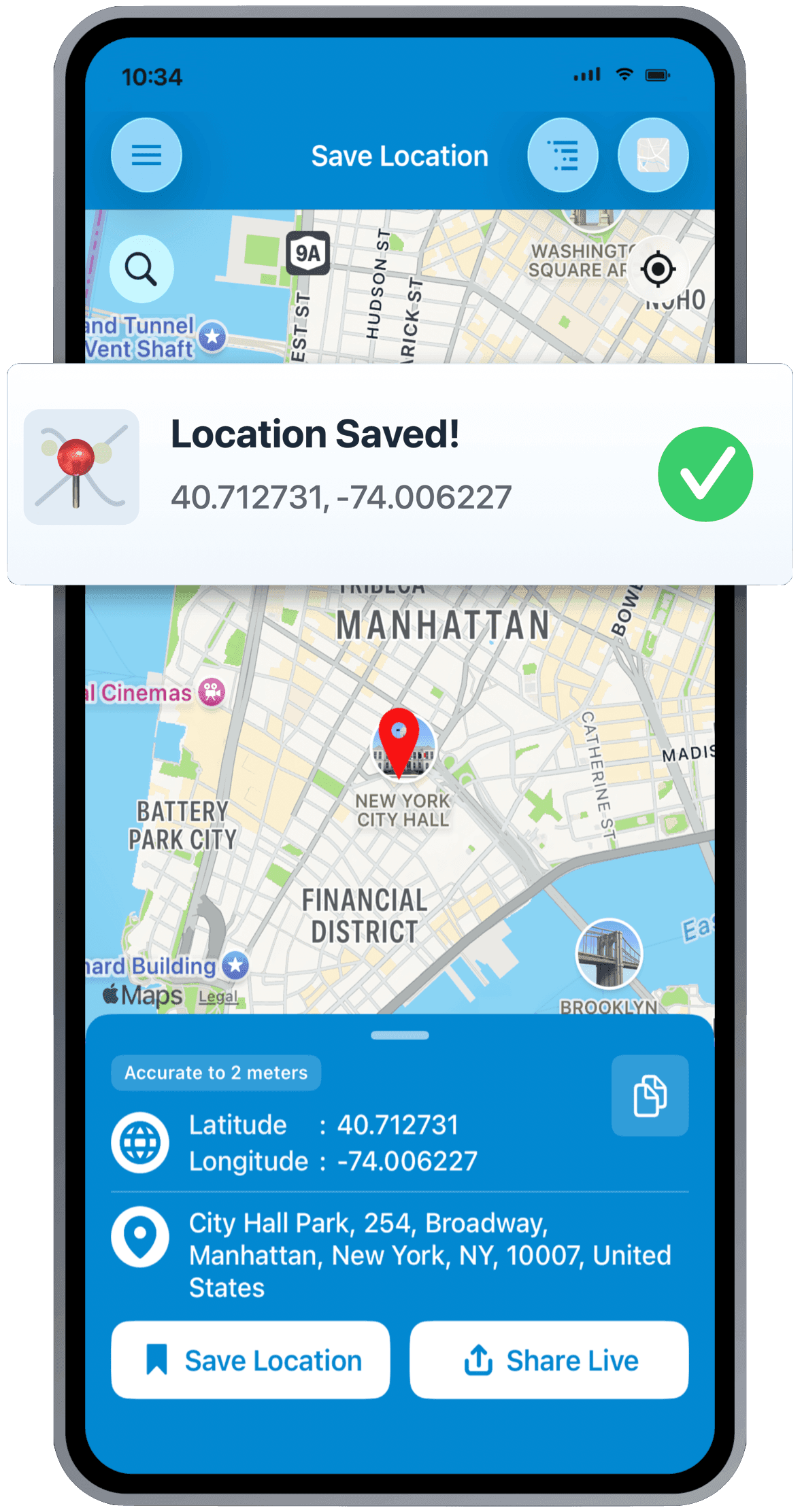 Save Location GPS app — live location sharing
