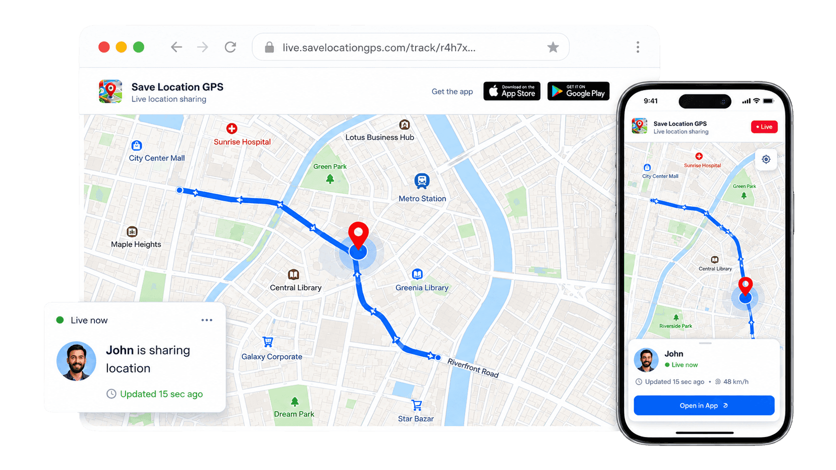 Live location tracking — mockup view